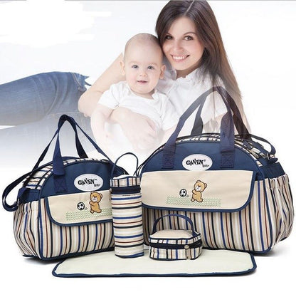 5 PCS/SET Baby Nappy Bags Diaper Bag Mother Shoulder Bag