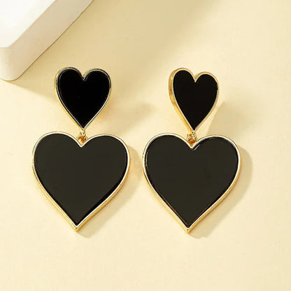 Black Resin  Heart  Earrings For Women