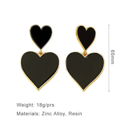 Black Resin  Heart  Earrings For Women