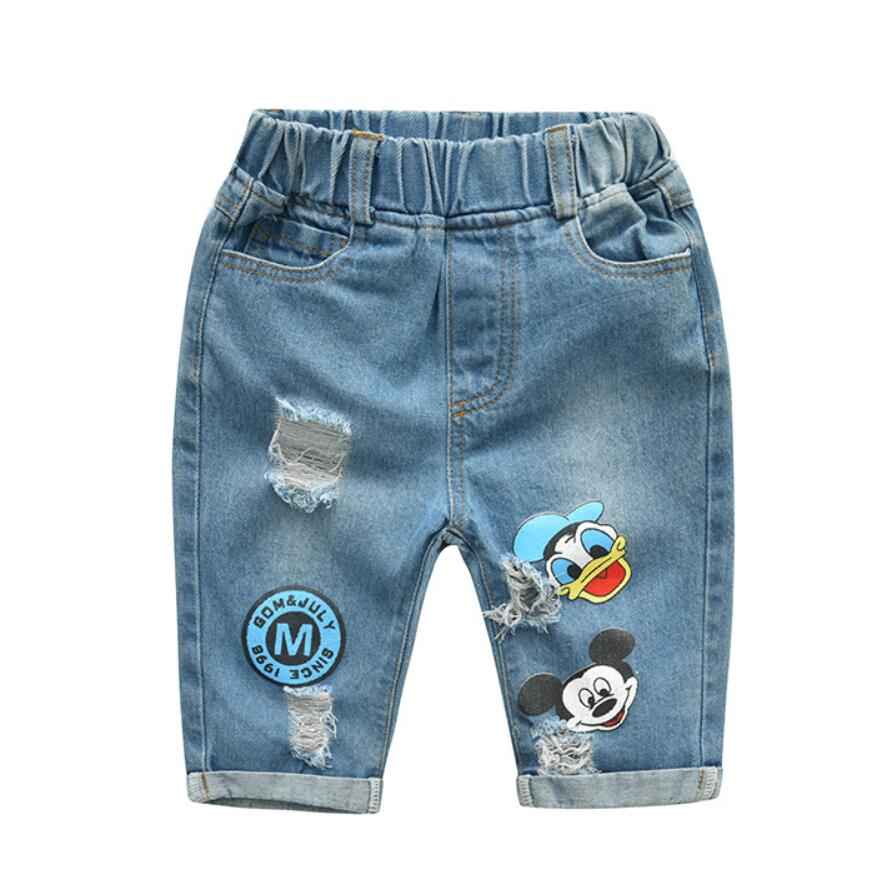 Infant Boys Summer Cartoon Striped T Shirt + Denim Shorts Clothes 2pcs Sets