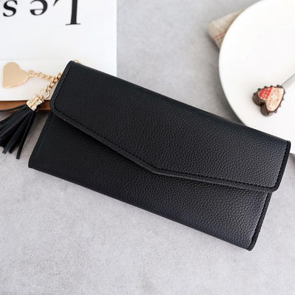 Leather Wallets Women Long Tassel Luxury Clutch