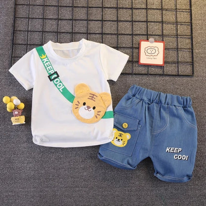 Children's  short sleeved shorts set  T-shirt cartoon set