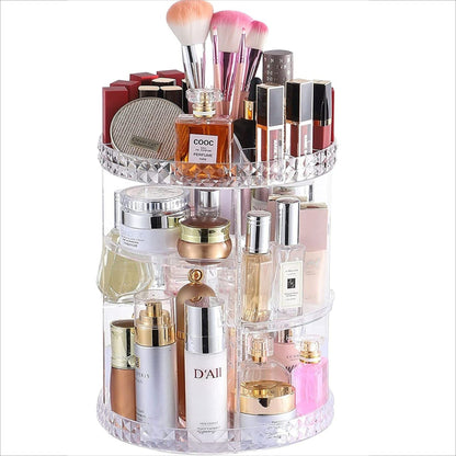 Rotating cosmetic storage box.  skincare product storage rack