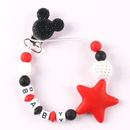 Five pointed star silicone pacifier silicone pacifier clip baby teether anti-drop chain anti-drop belt