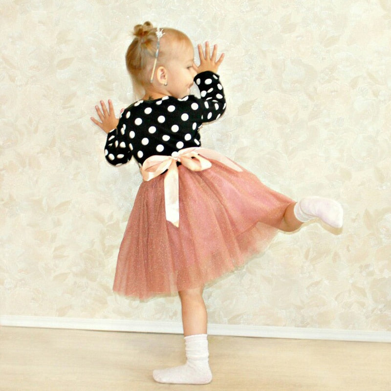 Dot Long Sleeve Dress For Girls