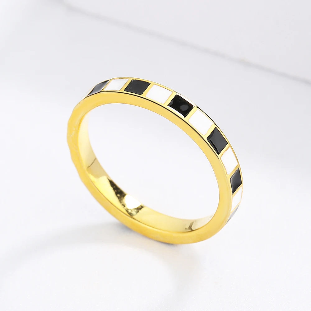 Ring for Women Black White Ring