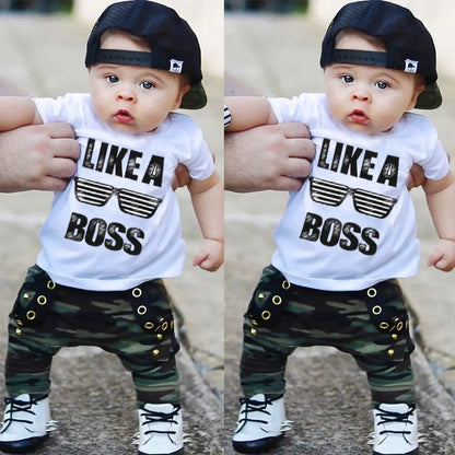 Boy Clothes Set  Short Sleeve T-Shirt Top+Pants