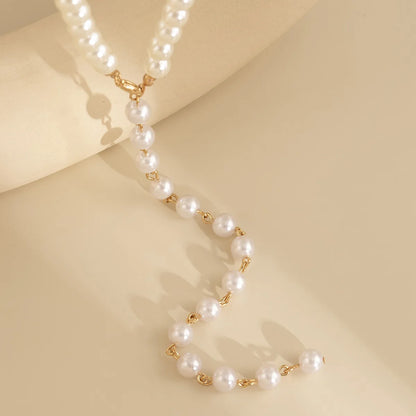 Collar Simple Imitation Pearl Fringe Long Niche Necklace