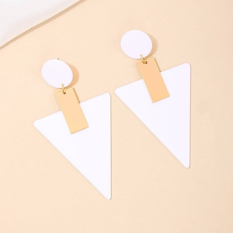 Acrylic geometric triangle circular women's earrings