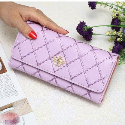 Women wallets metal crown PU leather flip up card holder purse