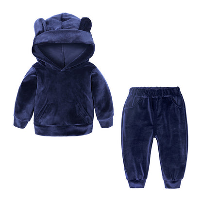 Boys And Girls Suits Sports And Leisure Velvet Two-Piece