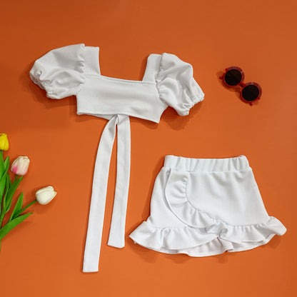 Girls' Suit  Short Skirt Two-Piece Set