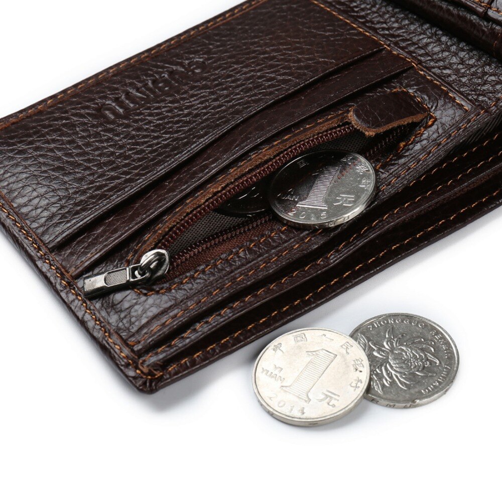 GUBINTU Genuine Leather Men Wallets Coin Pocket Zipper