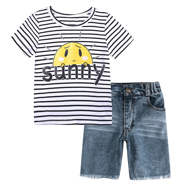 Sets Boys Sport Suits T-shirt Suspender Trousers 2pcs