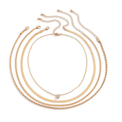 Niche snake bone twist chain combination necklace