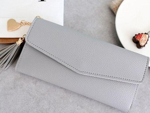 Leather Wallets Women Long Tassel Luxury Clutch