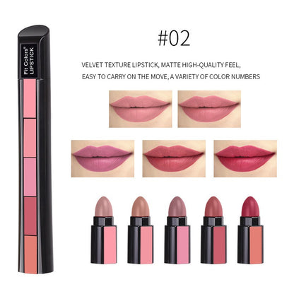 5 Colors Matte Velvet Lipstick Waterproof Sweatproof Lip Gloss Duration