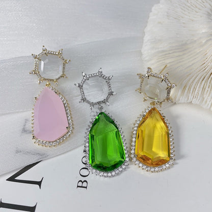 Fashionable and elegant geometric star colored treasure earrings