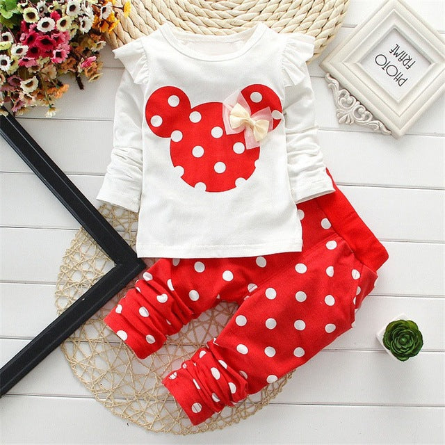 Baby Girls Winter Clothing Sets Cotton Cartoon Mouse Long Sleeve