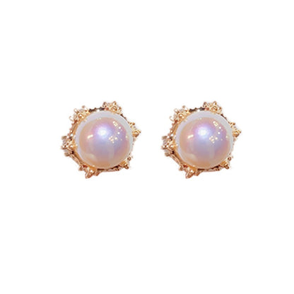 Small and exquisite retro Macbeth pearl zircon earrings