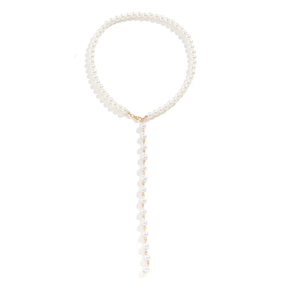 Collar Simple Imitation Pearl Fringe Long Niche Necklace