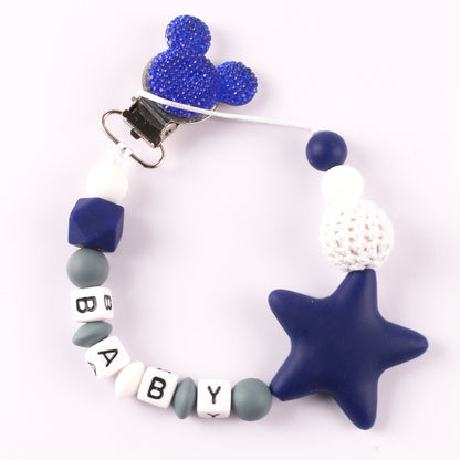 Five pointed star silicone pacifier silicone pacifier clip baby teether anti-drop chain anti-drop belt