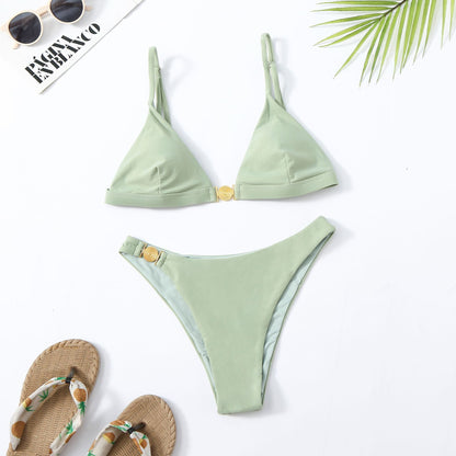 Beach Bikin Swimsuit Female  Green Strap Bikini