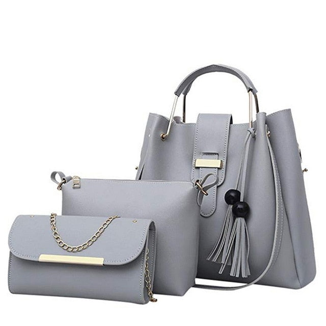 3Pcs/Sets Women Handbags Leather Shoulder Bags