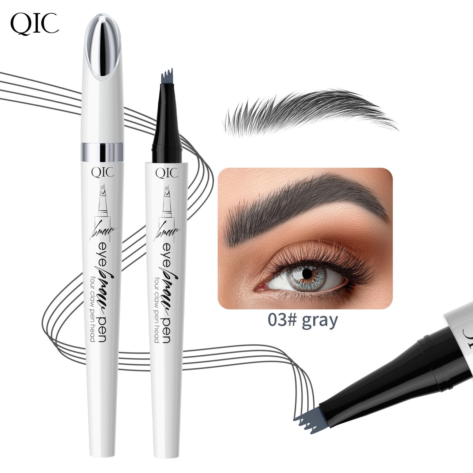 Ceramic white liquid four-claw eyebrow pencil wild eyebrow waterproof