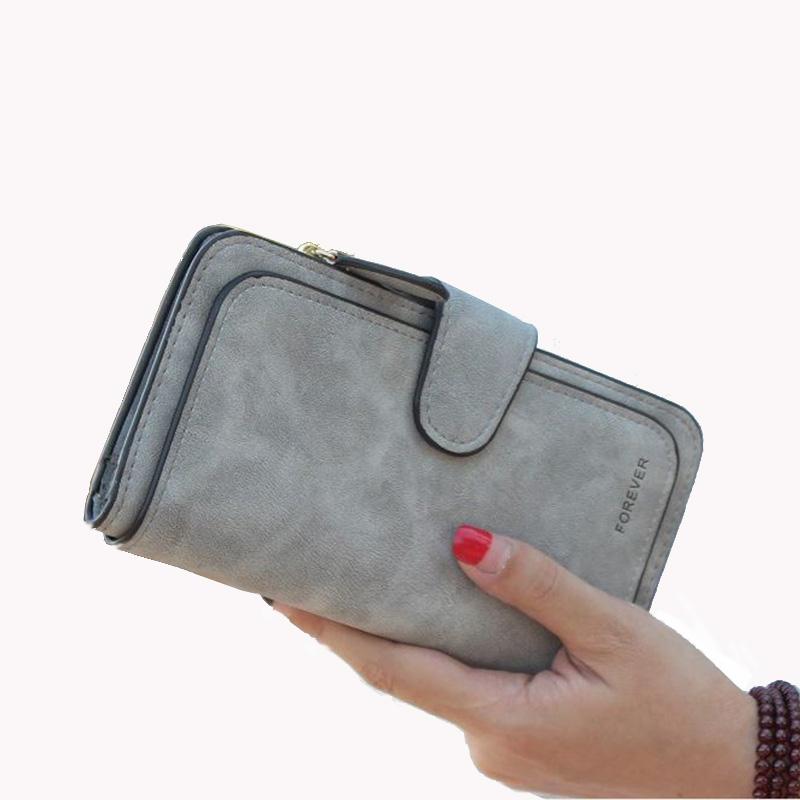 Brand Leather Women Wallet High Quality Design Hasp Solid Color Card Bags