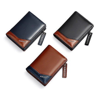 Short Men's Wallet PU Leather Multi-Function Zipper