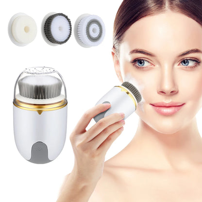 3 in 1 Ultrasonic Facial Cleanser Brush Electric Cleansing Face Brush 360 Rotate Deep