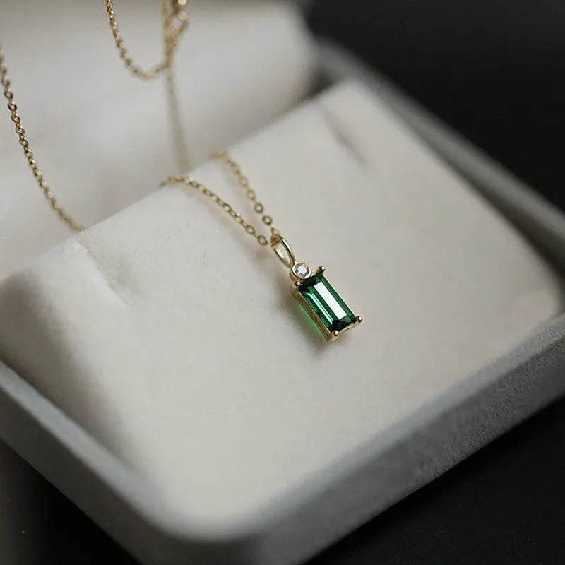 925 Sterling Silver 14K Gold Plated Emerald Green