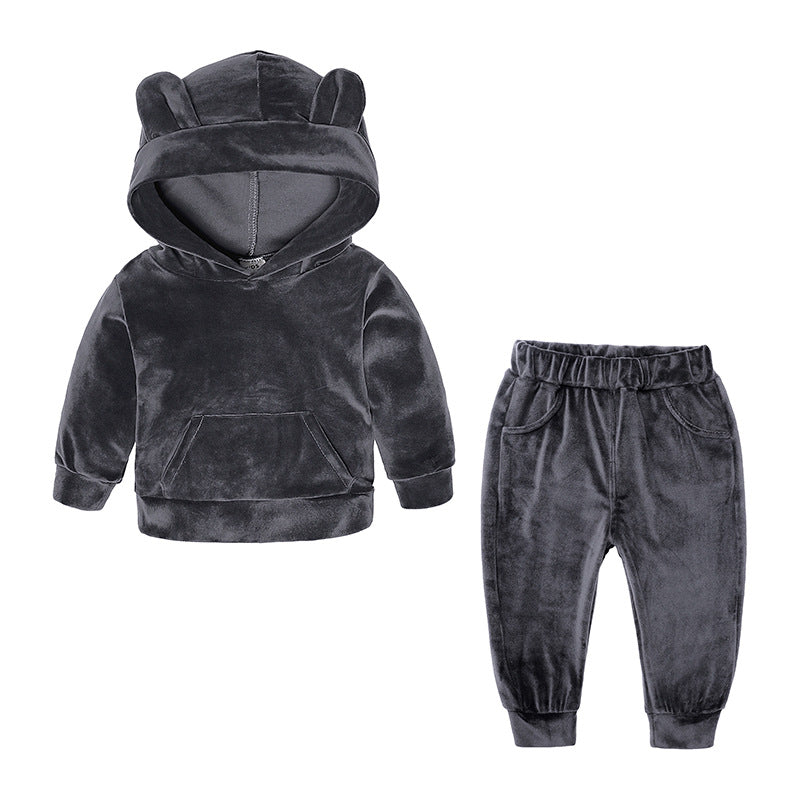 Boys And Girls Suits Sports And Leisure Velvet Two-Piece