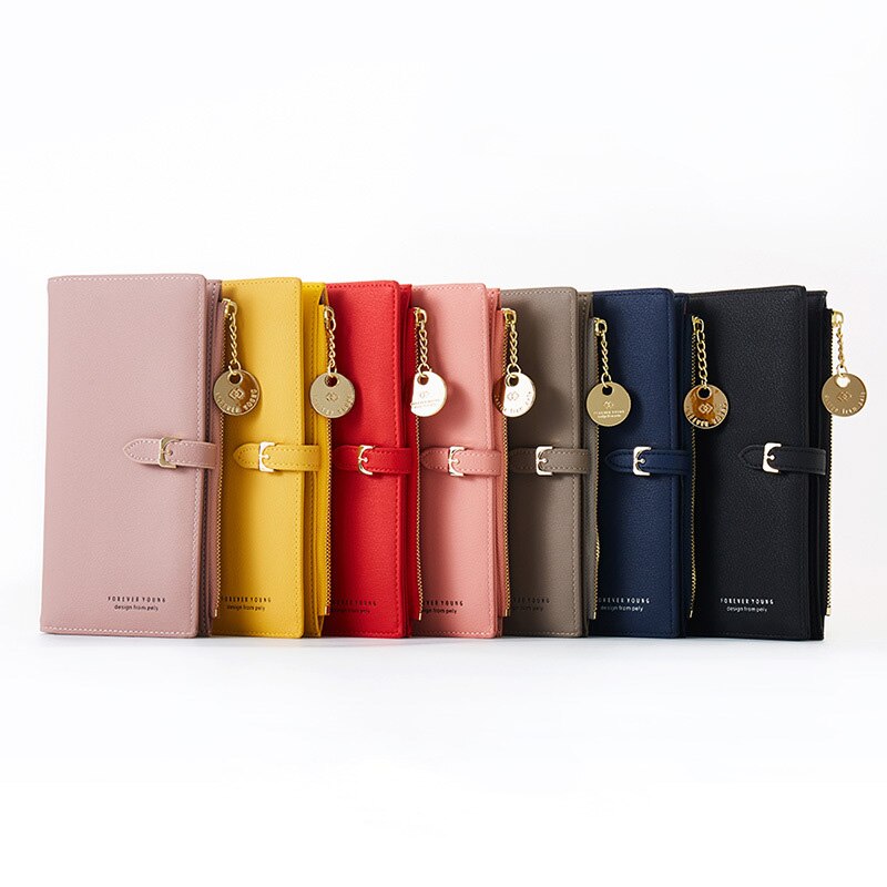 Women Long Wallet Many Departments Zipper Phone Pocket Card Holder