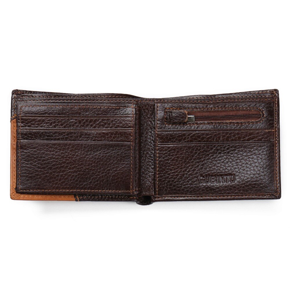 GUBINTU Genuine Leather Men Wallets Coin Pocket Zipper