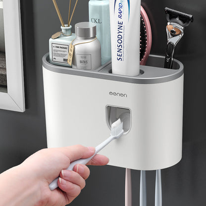 Automatic Toothpaste Squeezer Adhesive Toothbrush Holder Bathroom Mouthwash Cup Toothware Box Set