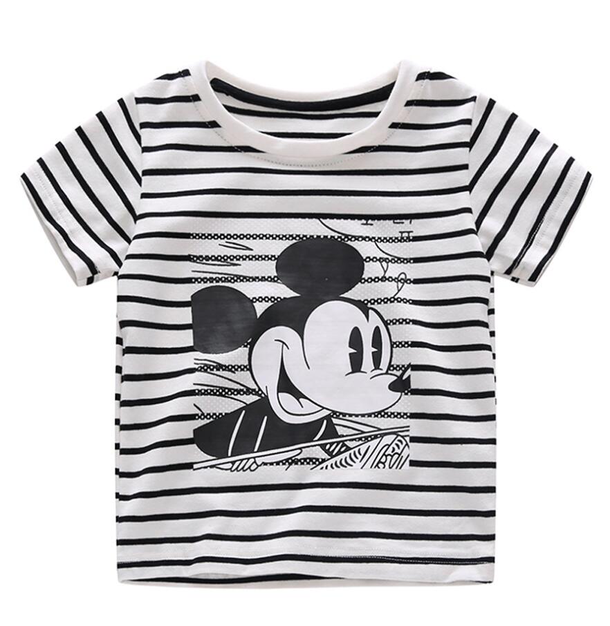 Infant Boys Summer Cartoon Striped T Shirt + Denim Shorts Clothes 2pcs Sets