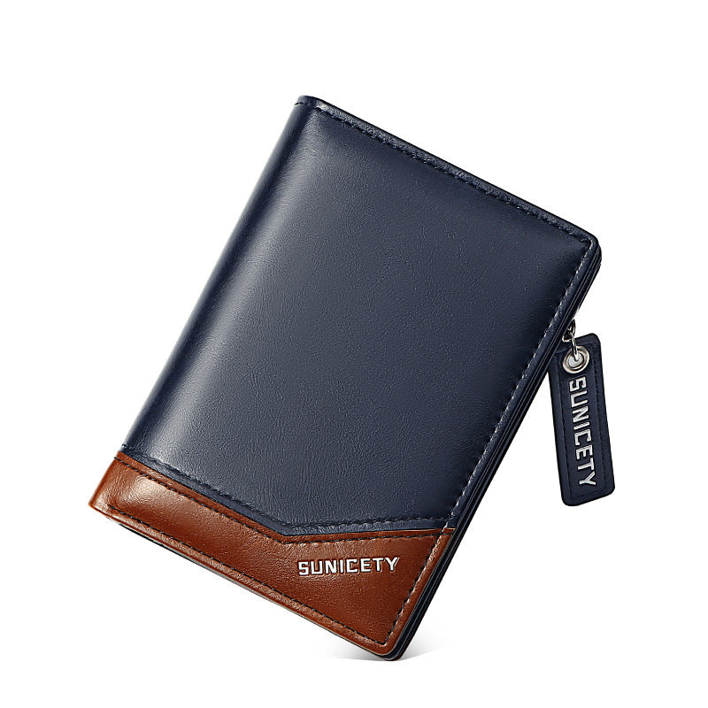 Short Men's Wallet PU Leather Multi-Function Zipper