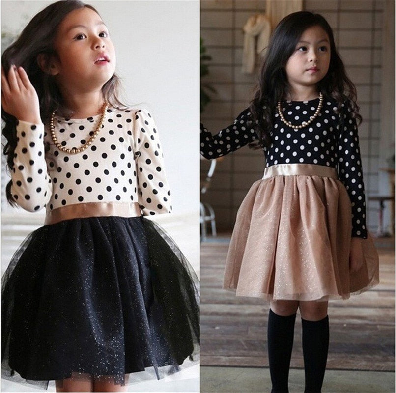 Dot Long Sleeve Dress For Girls