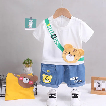 Children's  short sleeved shorts set  T-shirt cartoon set