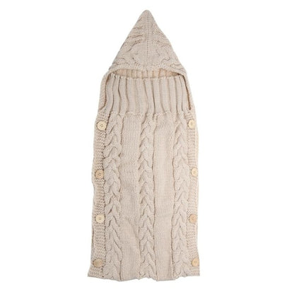 Baby Infant Swaddle Wrap Warm Wool Blends Crochet Knitted Hoodie Soft Swaddling Wrap Blanket Sleeping Bag