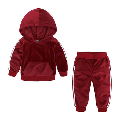 Boys And Girls Suits Sports And Leisure Velvet Two-Piece