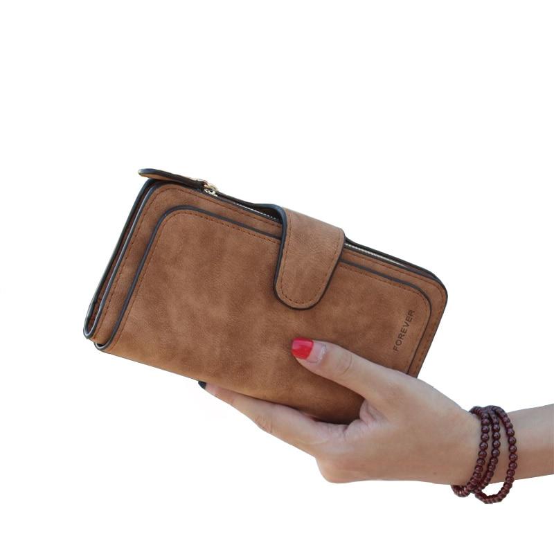 Brand Leather Women Wallet High Quality Design Hasp Solid Color Card Bags