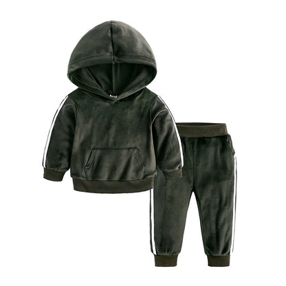 Boys And Girls Suits Sports And Leisure Velvet Two-Piece