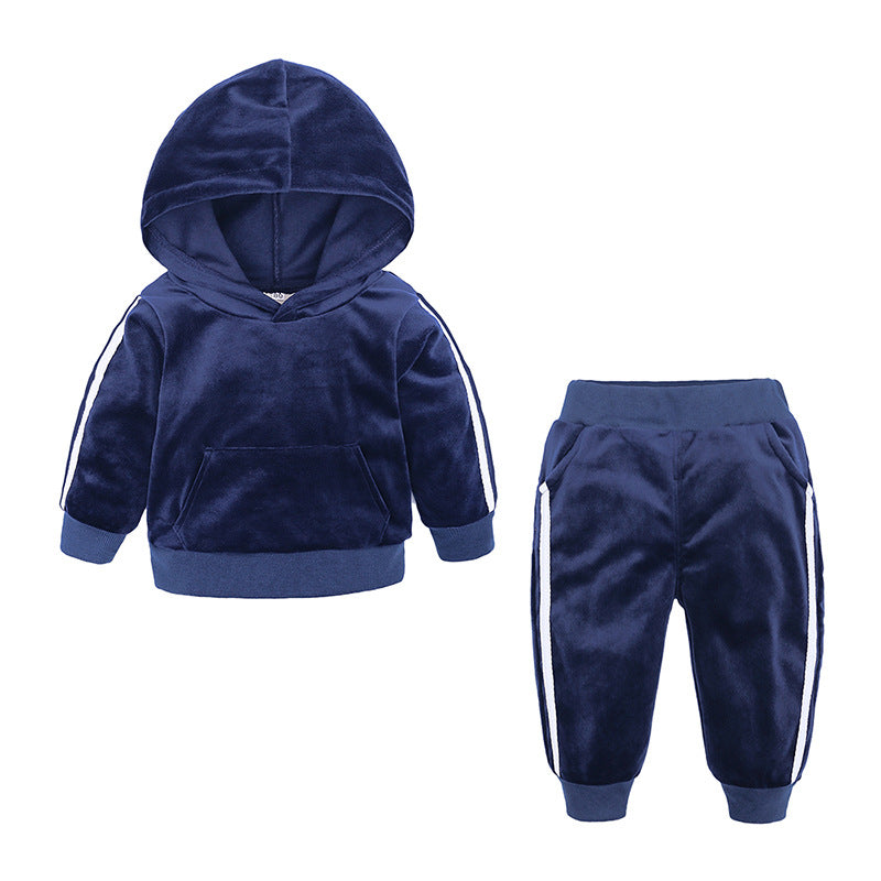 Boys And Girls Suits Sports And Leisure Velvet Two-Piece