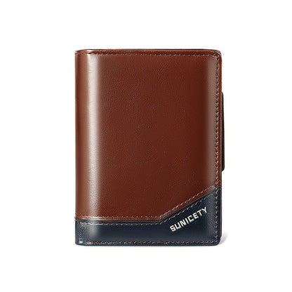 Short Men's Wallet PU Leather Multi-Function Zipper