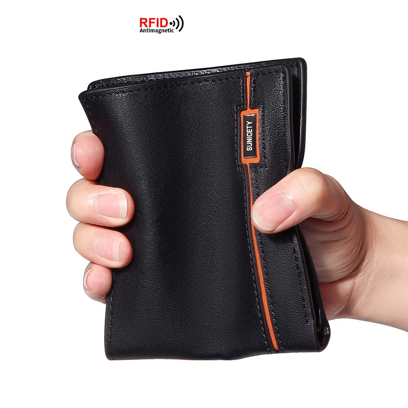 Leather Zipper Short Men's Wallet Retro US Dollar Wallet