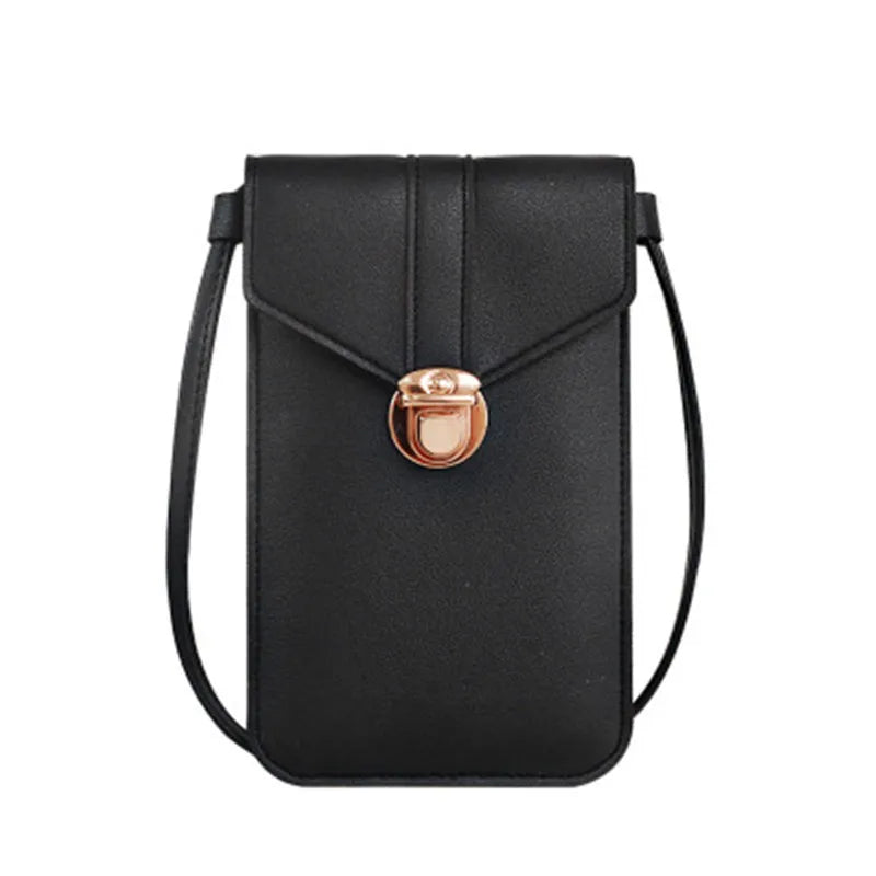 Women's crossbody bag.  Pu leather touch screen mobile wallet female