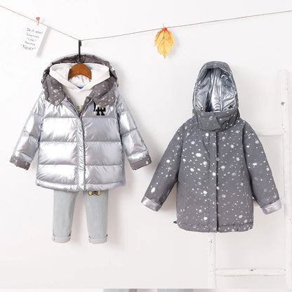 Children New Fashion Winter Jacket For Girls Warm Hooded Coat 90% Duck Down